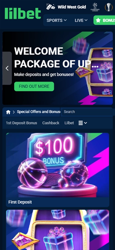 screen-2 Lilbet mobile welcome package and offers