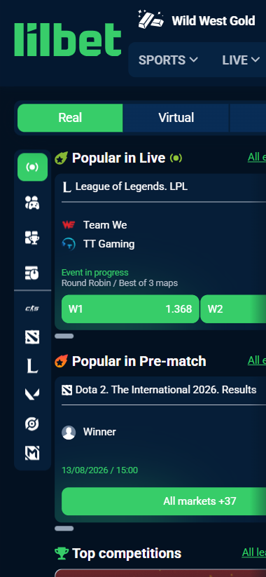Lilbet mobile esports live betting